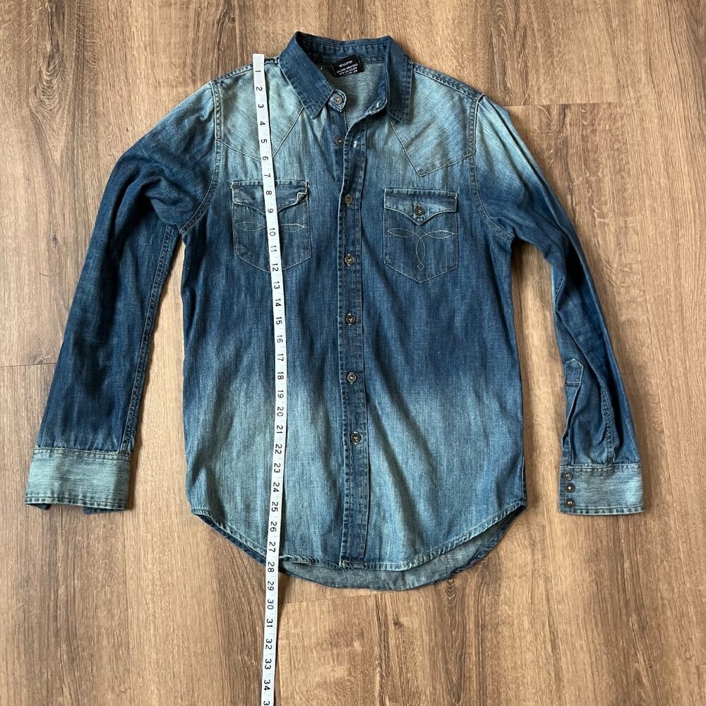 Broken Threads Denim Western Shirt Sz S - Picture 7 of 11